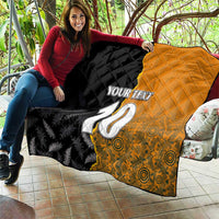 Custom New Zealand and Australia Rugby Championship 2024 Quilt Maori Warrior and Kangaroo Mascot with Fern Aboriginal LT03 - Polynesian Pride