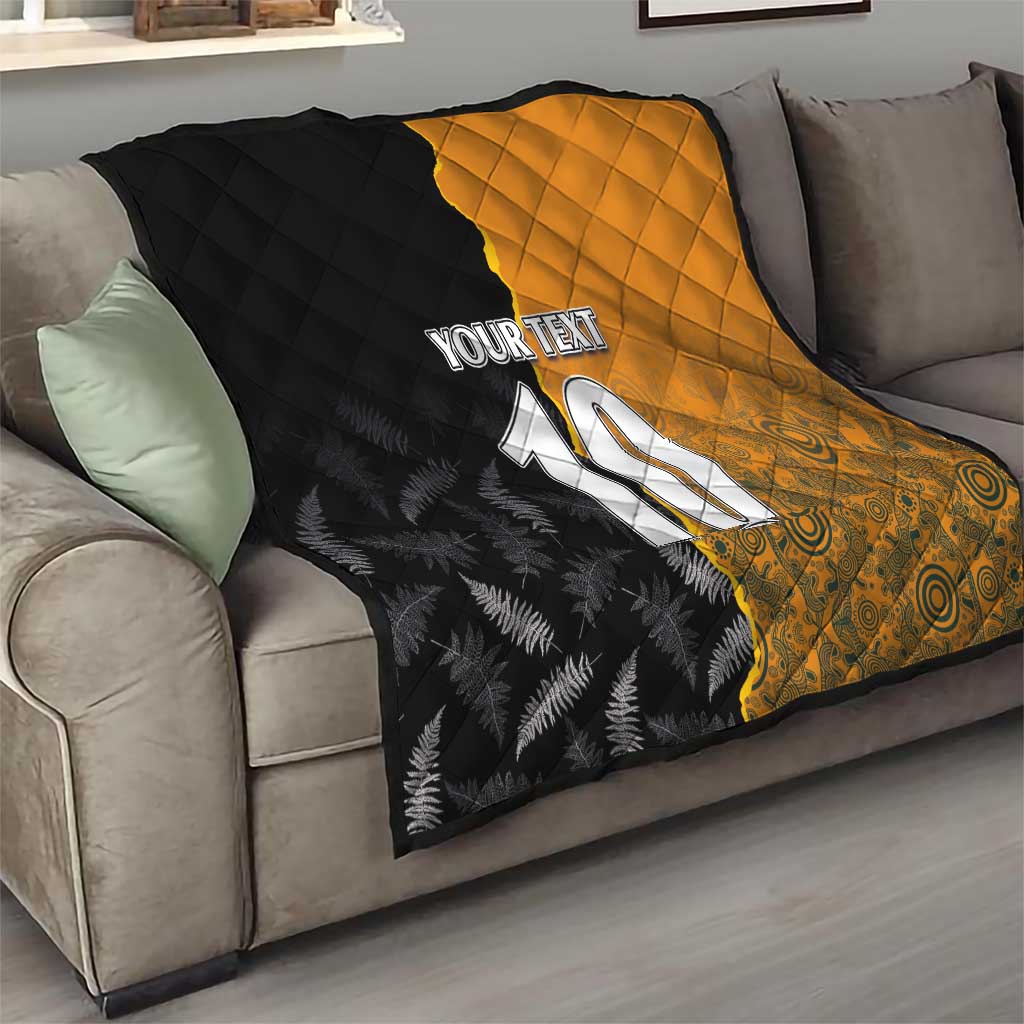 Custom New Zealand and Australia Rugby Championship 2024 Quilt Maori Warrior and Kangaroo Mascot with Fern Aboriginal LT03 - Polynesian Pride