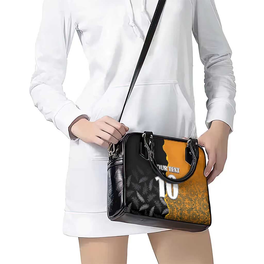 Custom New Zealand and Australia Rugby Championship 2024 Shoulder Handbag Maori Warrior and Kangaroo Mascot with Fern Aboriginal LT03 - Polynesian Pride
