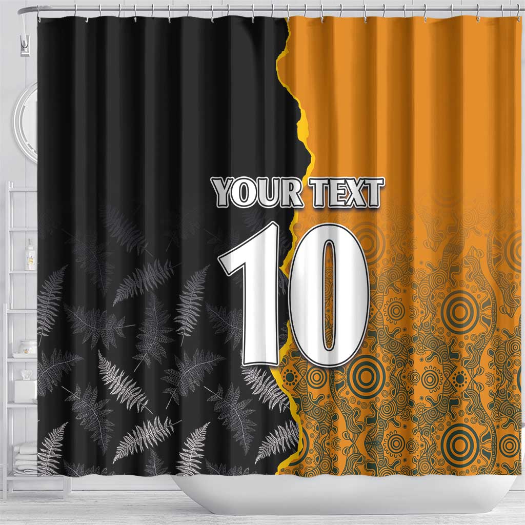 Custom New Zealand and Australia Rugby Championship 2024 Shower Curtain Maori Warrior and Kangaroo Mascot with Fern Aboriginal LT03 - Polynesian Pride