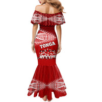 Tonga Rugby Family Matching Mermaid Dress and Hawaiian Shirt Sipi Tau Dance Ngatu Pattern LT03 - Polynesian Pride