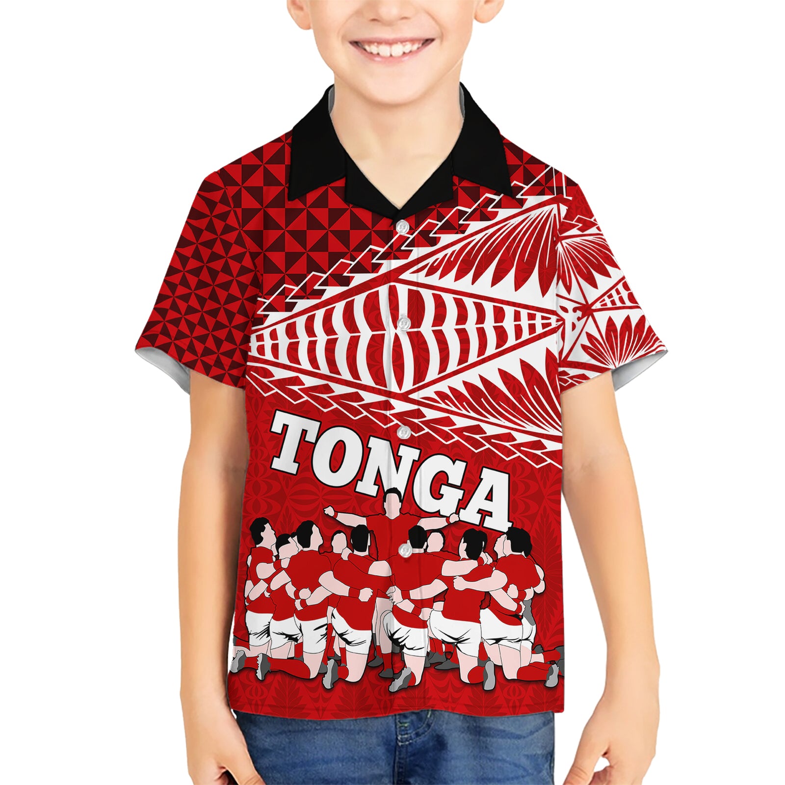 tonga-rugby-kid-hawaiian-shirt-sipi-tau-dance-ngatu-pattern