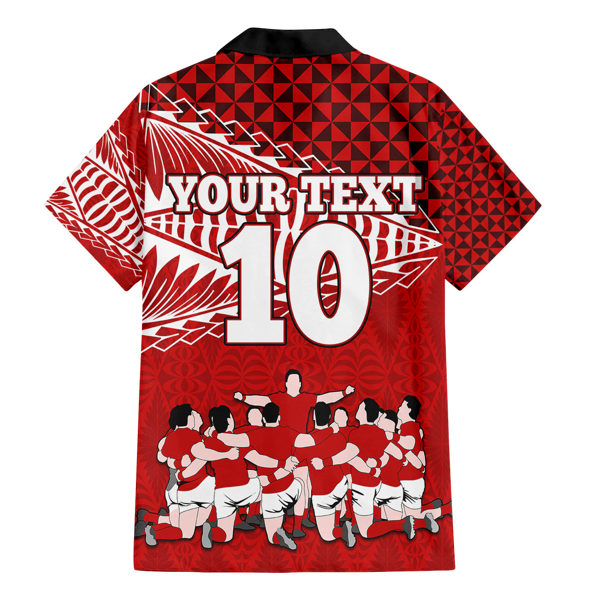 Personalised Tonga Rugby Family Matching Mermaid Dress and Hawaiian Shirt Sipi Tau Dance Ngatu Pattern LT03 - Polynesian Pride