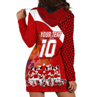 Personalised Tonga Rugby Hoodie Dress Sipi Tau Dance Coat of Arms Ngatu Pattern LT03 - Polynesian Pride