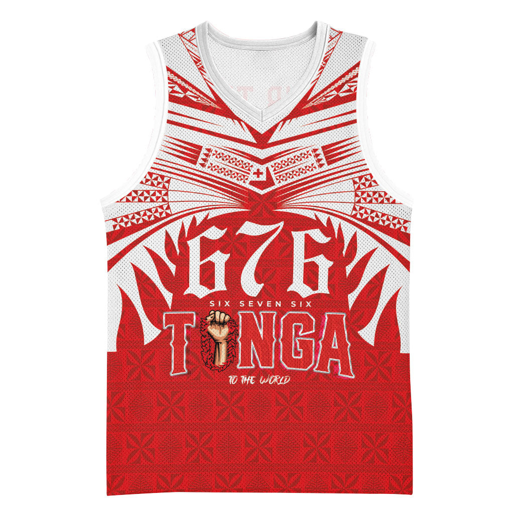 Tonga Rugby Custom Basketball Jersey Sipi Tau - Six Seven Six to the World LT03 Unisex Red - Polynesian Pride