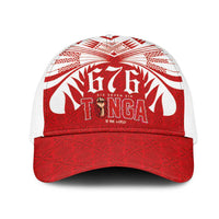 Tonga Rugby Mesh Trucker Cap Sipi Tau - Six Seven Six to the World LT03 One Size White Red - Polynesian Pride