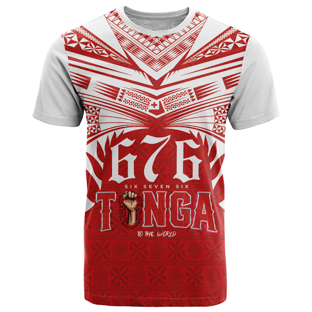 Tonga Rugby Custom T Shirt Sipi Tau - Six Seven Six to the World