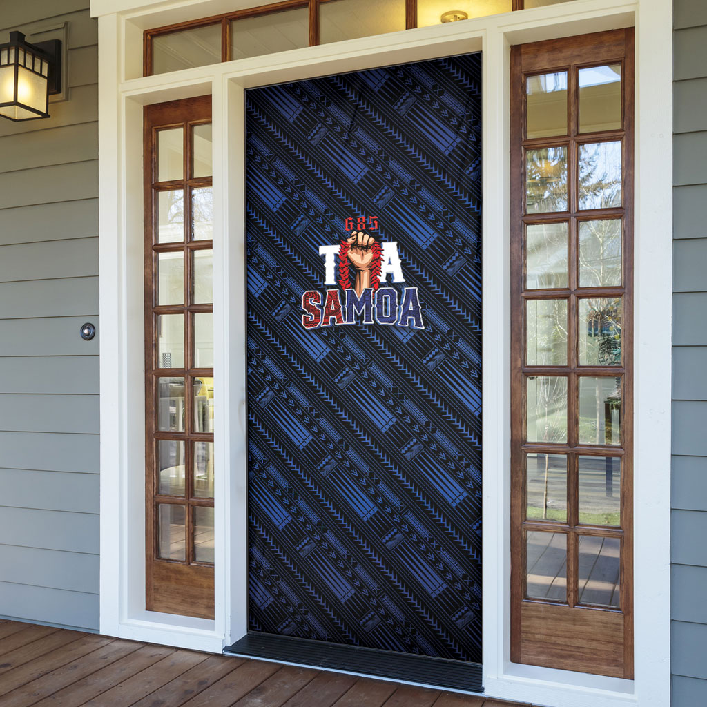 Toa Samoa Rugby Door Cover Siva Tau - Samoan Warriors Pacific Pattern LT03 - Polynesian Pride