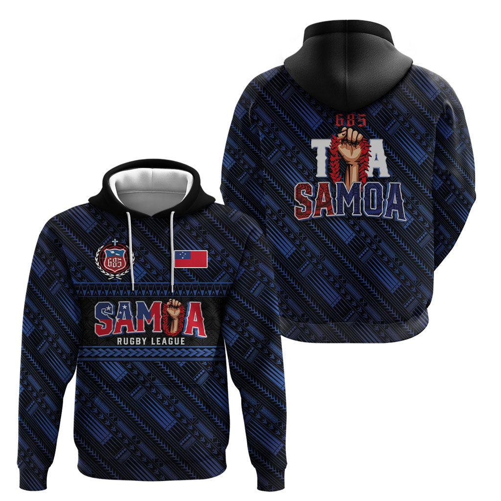 Toa Samoa Rugby Hoodie Siva Tau - Samoan Warriors Pacific Pattern LT03 - Polynesian Pride