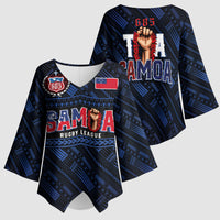 Toa Samoa Rugby Kimono Sleeve Blouse Siva Tau - Samoan Warriors Pacific Pattern LT03 - Polynesian Pride