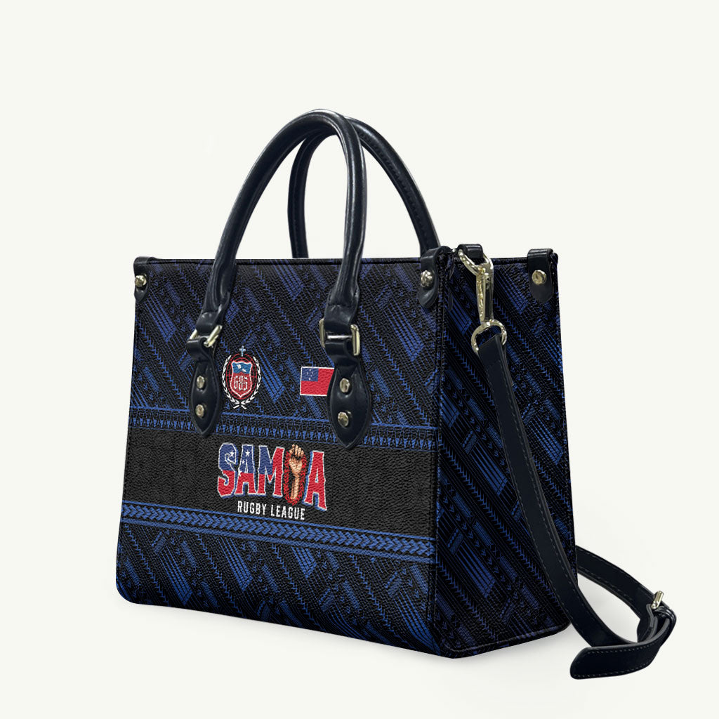 Toa Samoa Rugby Leather Bag Siva Tau - Samoan Warriors Pacific Pattern