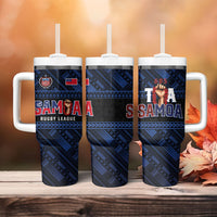 Toa Samoa Rugby Tumbler With Handle Siva Tau - Samoan Warriors Pacific Pattern LT03 - Polynesian Pride
