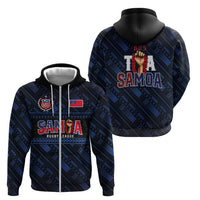 Toa Samoa Rugby Zip Hoodie Siva Tau - Samoan Warriors Pacific Pattern LT03 - Polynesian Pride
