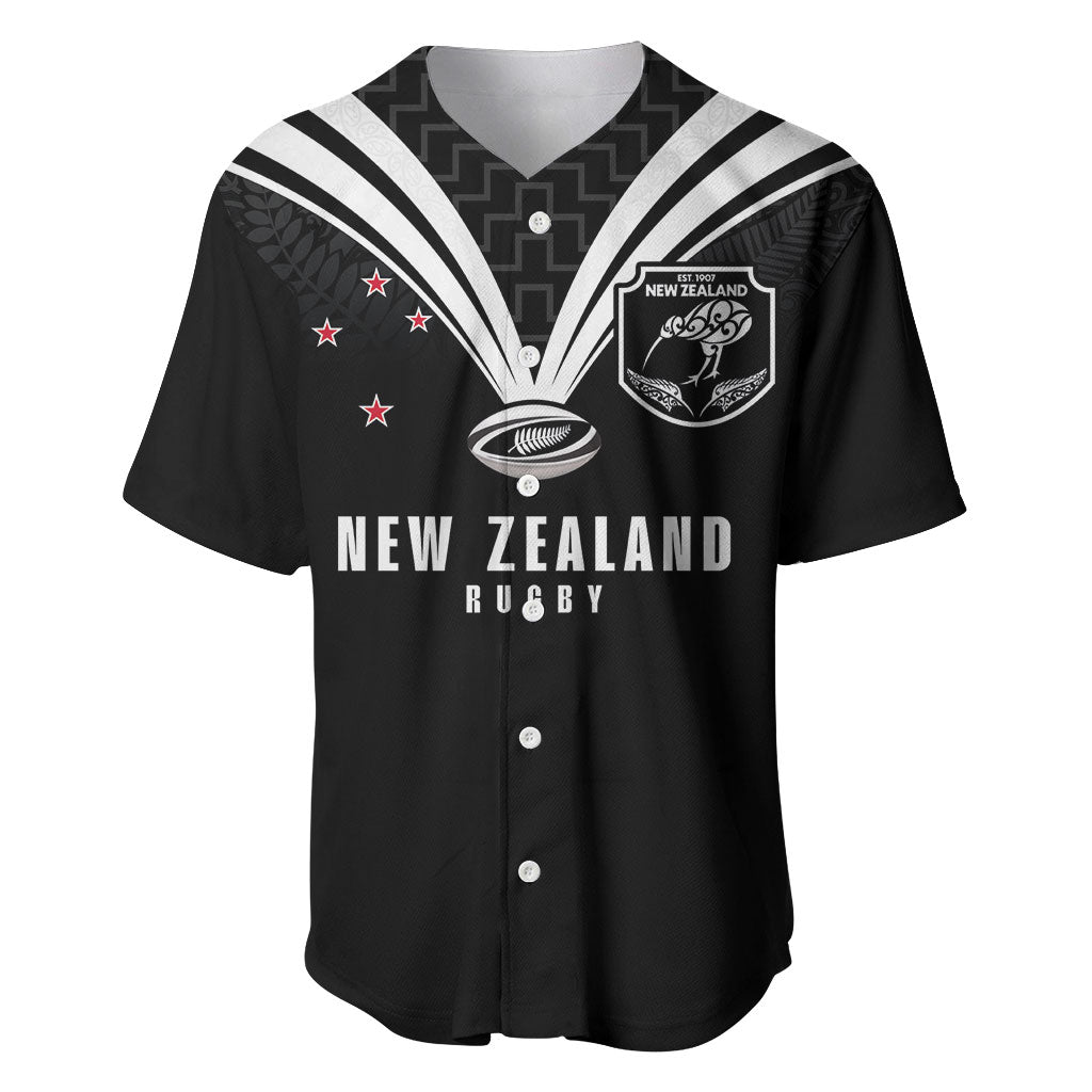 New Zealand Maori Rugby Custom Baseball Jersey Aotearoa Tribal Motif Retro Concept LT03 Black - Polynesian Pride