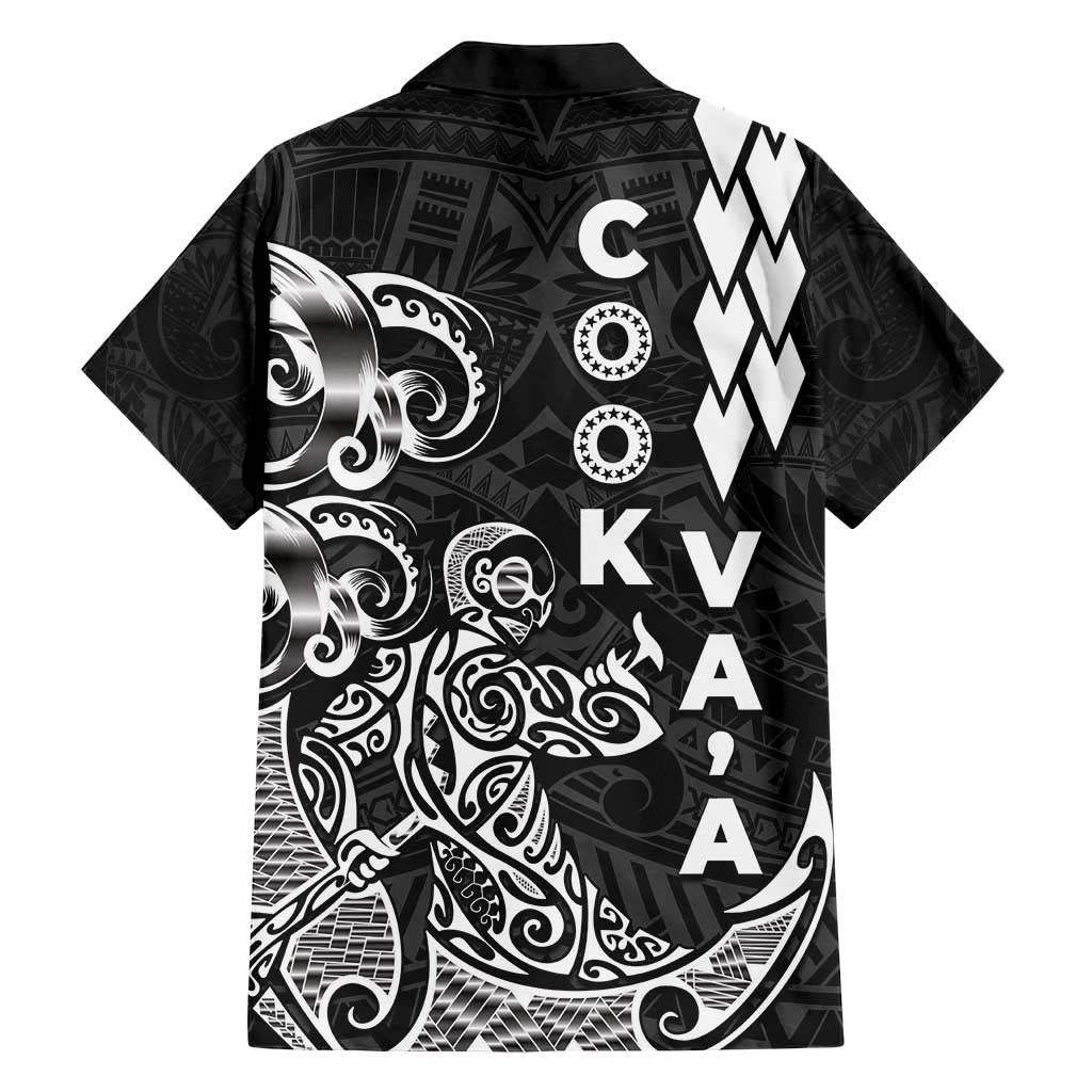 Cook Islands Va'a Polynesian Art Tattoo Family Matching Long Sleeve Bodycon Dress and Hawaiian Shirt Black Color LT03 - Polynesian Pride