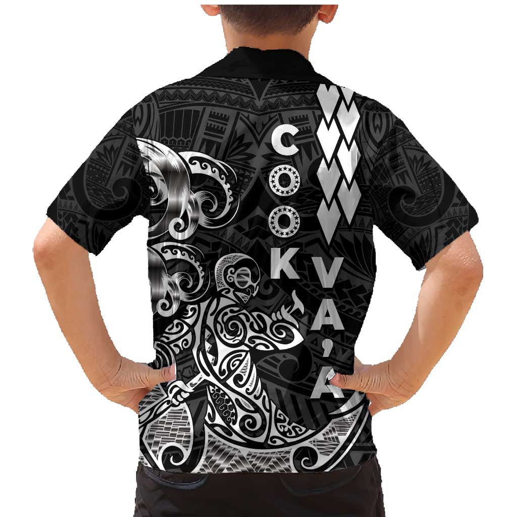 Cook Islands Va'a Polynesian Art Tattoo Family Matching Mermaid Dress and Hawaiian Shirt Black Color LT03 - Polynesian Pride