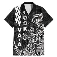 Cook Islands Va'a Polynesian Art Tattoo Family Matching Mermaid Dress and Hawaiian Shirt Black Color LT03 Dad's Shirt - Short Sleeve Black - Polynesian Pride