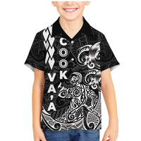Cook Islands Va'a Polynesian Art Tattoo Family Matching Mermaid Dress and Hawaiian Shirt Black Color LT03 Son's Shirt Black - Polynesian Pride