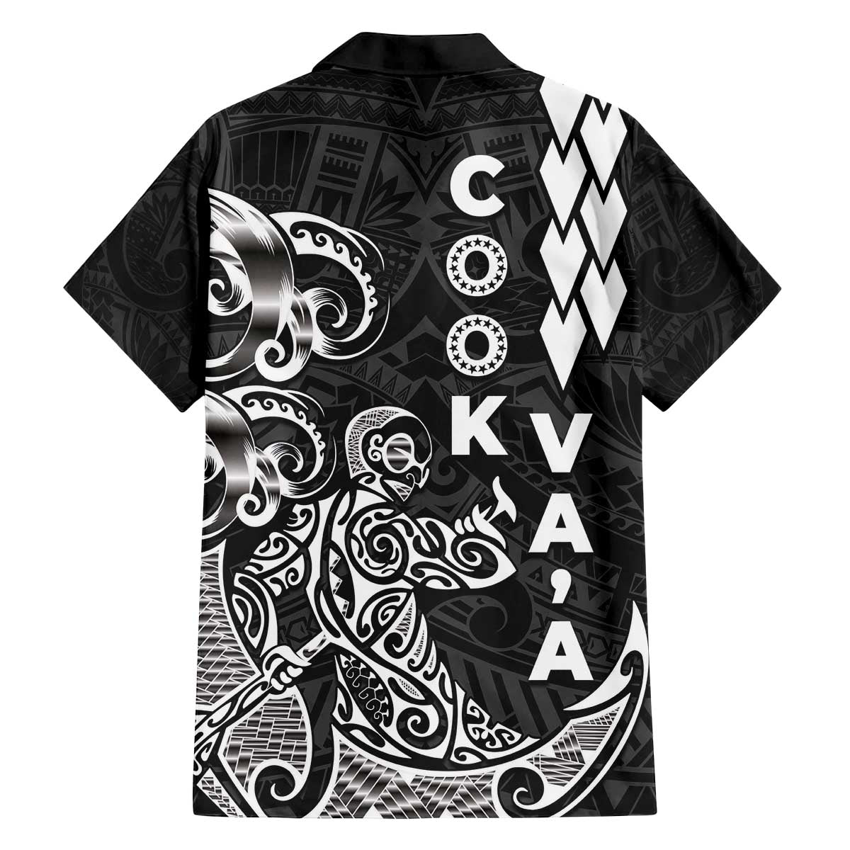 Cook Islands Va'a Polynesian Art Tattoo Family Matching Off The Shoulder Long Sleeve Dress and Hawaiian Shirt Black Color LT03 - Polynesian Pride