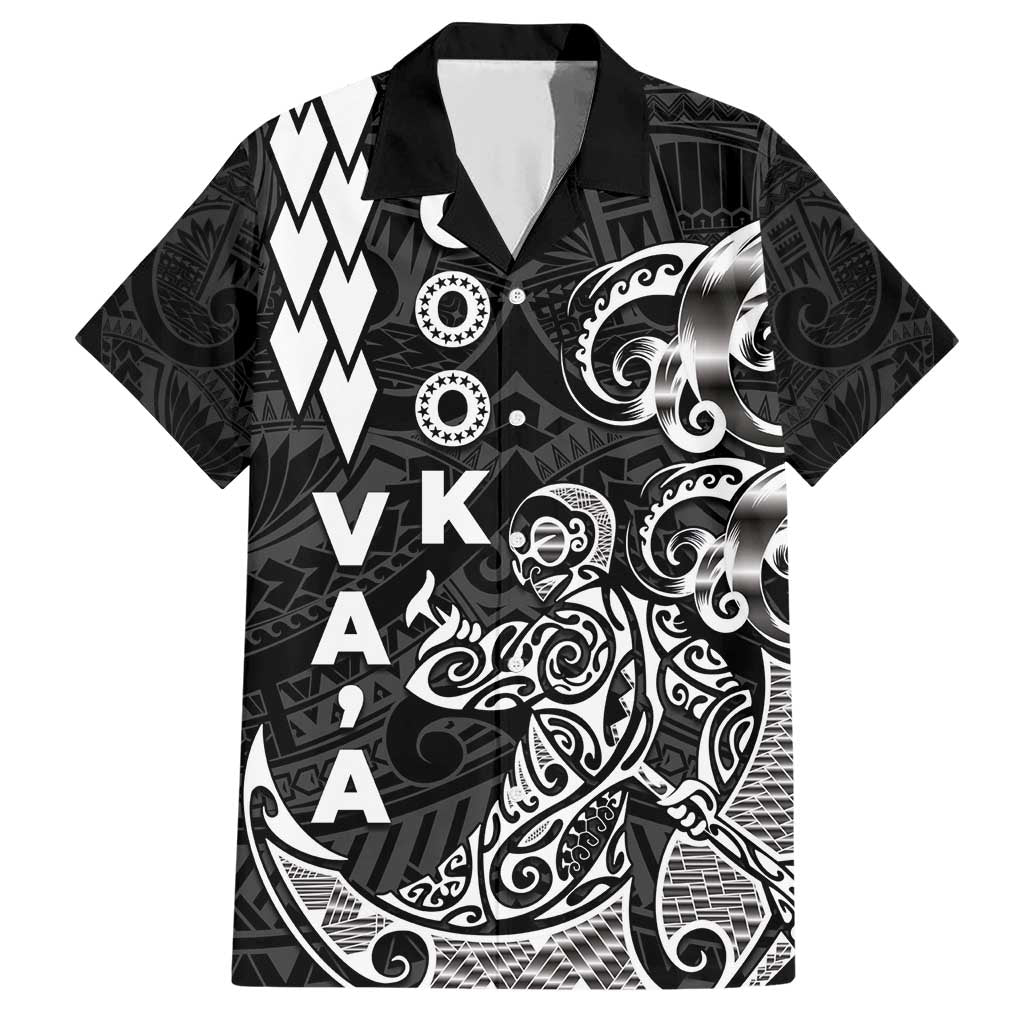 Cook Islands Va'a Polynesian Art Tattoo Family Matching Short Sleeve Bodycon Dress and Hawaiian Shirt Black Color LT03 Dad's Shirt - Short Sleeve Black - Polynesian Pride