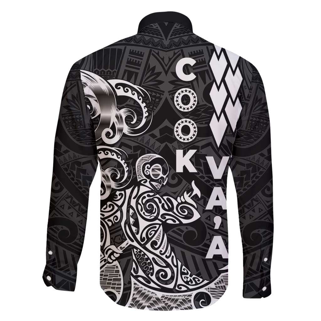Cook Islands Va'a Polynesian Art Tattoo Family Matching Short Sleeve Bodycon Dress and Hawaiian Shirt Black Color LT03 - Polynesian Pride