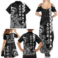 Cook Islands Va'a Polynesian Art Tattoo Family Matching Summer Maxi Dress and Hawaiian Shirt Black Color LT03 - Polynesian Pride
