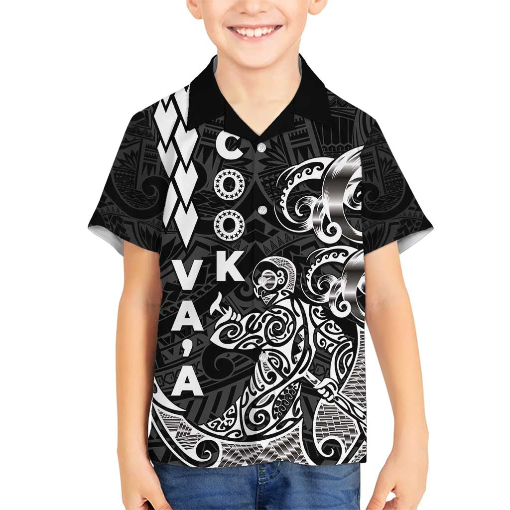 Cook Islands Va'a Polynesian Art Tattoo Family Matching Summer Maxi Dress and Hawaiian Shirt Black Color LT03 Son's Shirt Black - Polynesian Pride