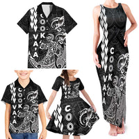Cook Islands Va'a Polynesian Art Tattoo Family Matching Tank Maxi Dress and Hawaiian Shirt Black Color LT03 - Polynesian Pride