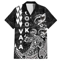 Cook Islands Va'a Polynesian Art Tattoo Family Matching Tank Maxi Dress and Hawaiian Shirt Black Color LT03 Dad's Shirt - Short Sleeve Black - Polynesian Pride