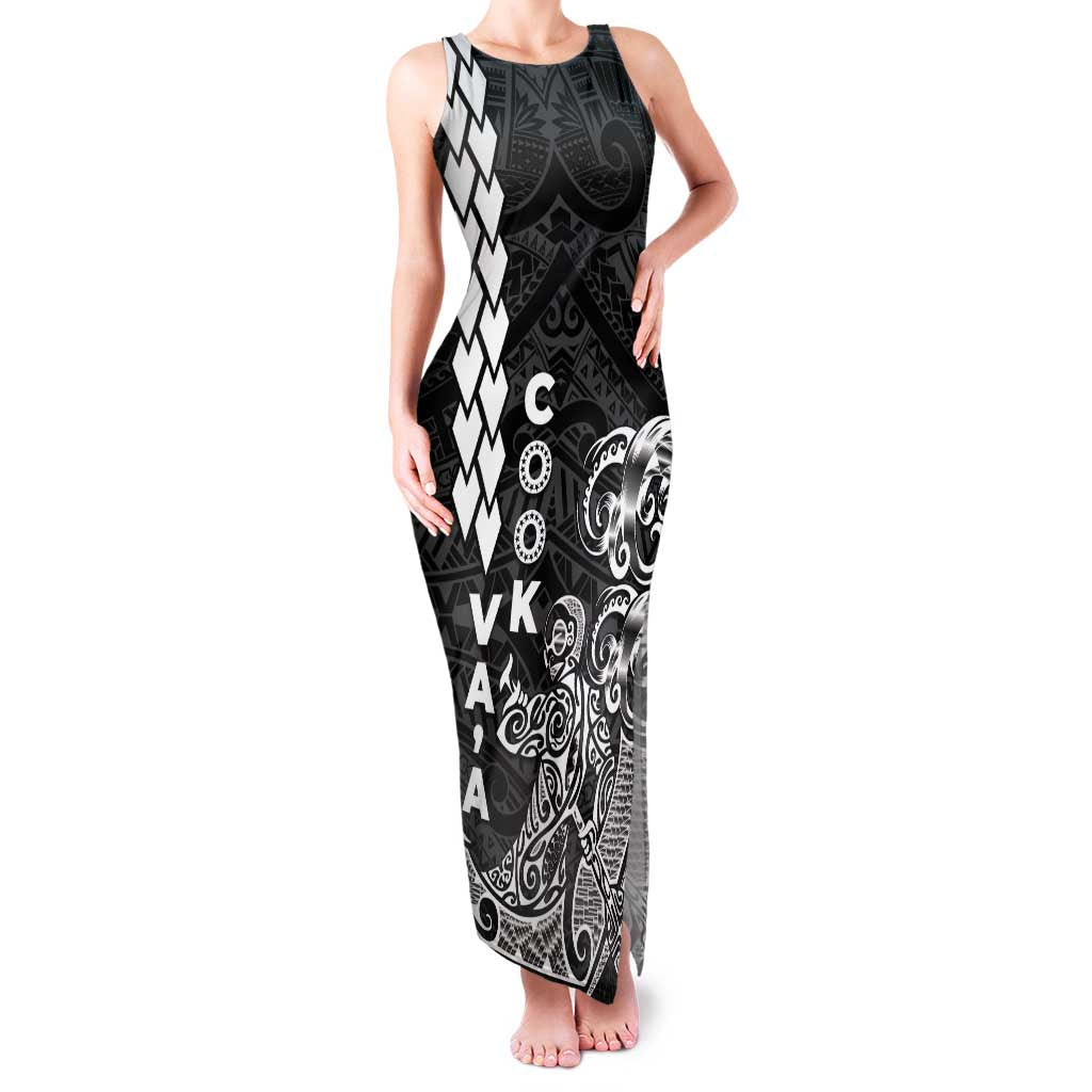 Cook Islands Va'a Polynesian Art Tattoo Family Matching Tank Maxi Dress and Hawaiian Shirt Black Color LT03 Mom's Dress Black - Polynesian Pride