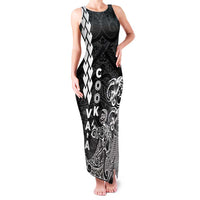 Cook Islands Va'a Polynesian Art Tattoo Family Matching Tank Maxi Dress and Hawaiian Shirt Black Color LT03 Mom's Dress Black - Polynesian Pride