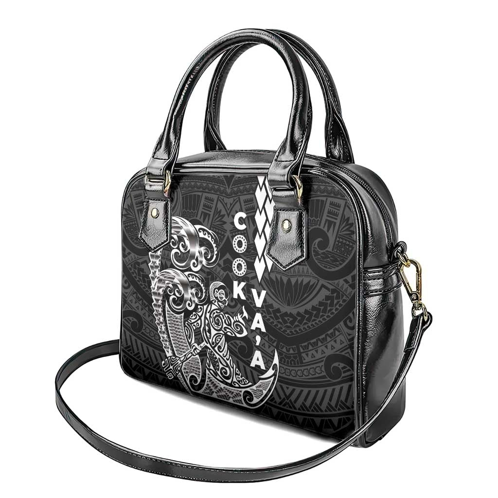 Cook Islands Vaa Polynesian Art Tattoo Shoulder Handbag Black Color