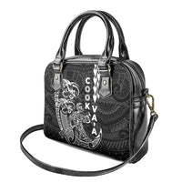 Cook Islands Vaa Polynesian Art Tattoo Shoulder Handbag Black Color