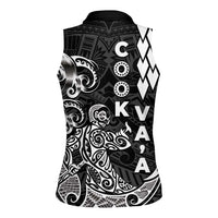 Cook Islands Va'a Polynesian Art Tattoo Women Sleeveless Polo Shirt Black Color LT03 - Polynesian Pride