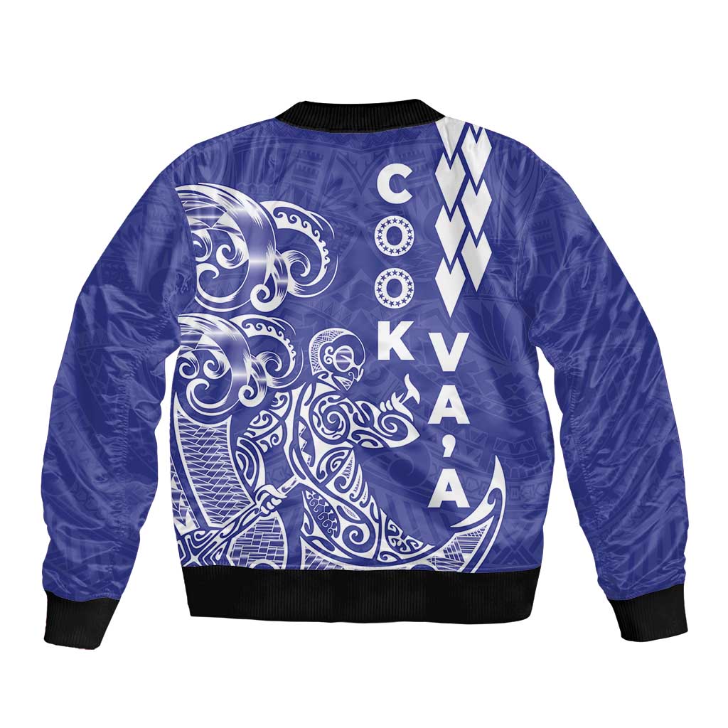 Cook Islands Vaa Polynesian Art Tattoo Bomber Jacket Blue Color