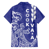 Cook Islands Va'a Polynesian Art Tattoo Family Matching Long Sleeve Bodycon Dress and Hawaiian Shirt Blue Color LT03 - Polynesian Pride