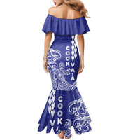 Cook Islands Va'a Polynesian Art Tattoo Family Matching Mermaid Dress and Hawaiian Shirt Blue Color LT03 - Polynesian Pride