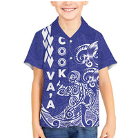Cook Islands Va'a Polynesian Art Tattoo Family Matching Mermaid Dress and Hawaiian Shirt Blue Color LT03 Son's Shirt Blue - Polynesian Pride
