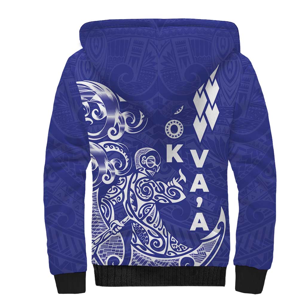 Cook Islands Va'a Polynesian Art Tattoo Sherpa Hoodie Blue Color LT03 - Polynesian Pride