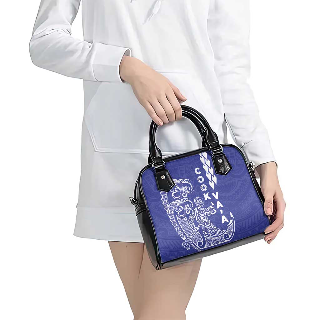 Cook Islands Vaa Polynesian Art Tattoo Shoulder Handbag Blue Color