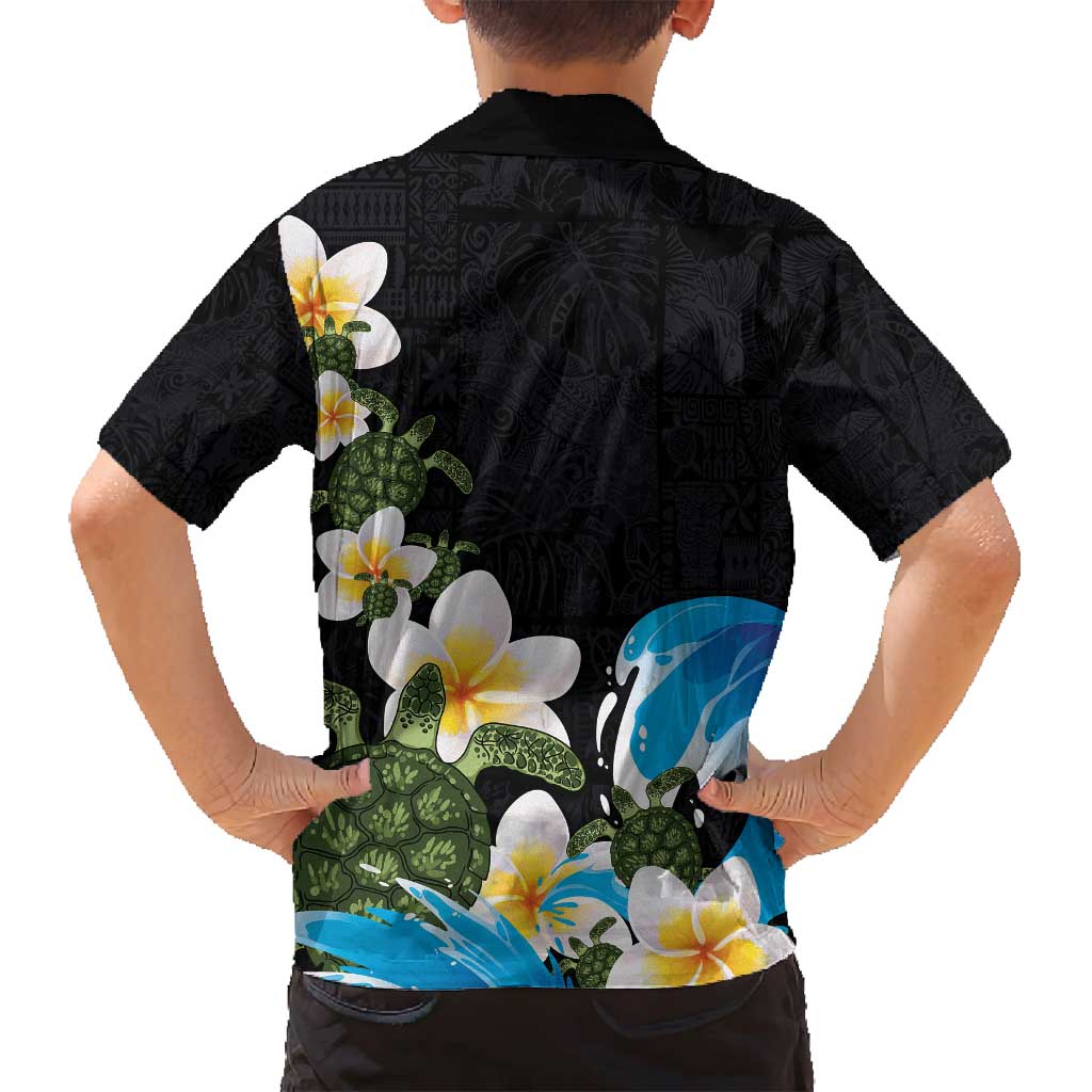Hawaiian Plumeria and Turtle Family Matching Off Shoulder Maxi Dress and Hawaiian Shirt with Polynesian Tribal Art Pattern Vintage Vibes LT03 - Polynesian Pride