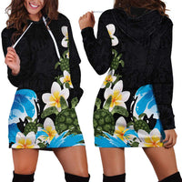Hawaiian Plumeria and Turtle Hoodie Dress with Polynesian Tribal Art Pattern Vintage Vibes LT03 - Polynesian Pride