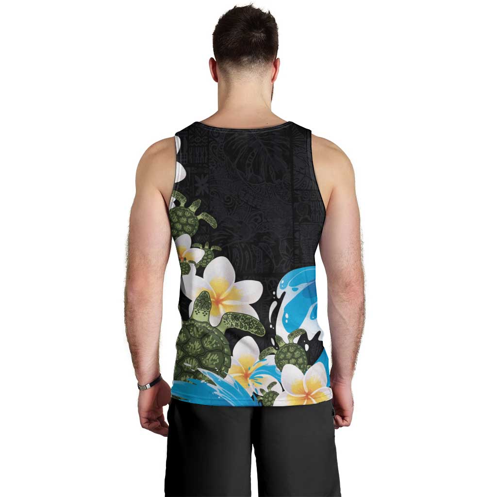 Hawaiian Plumeria and Turtle Men Tank Top with Polynesian Tribal Art Pattern Vintage Vibes LT03 - Polynesian Pride