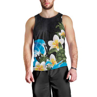 Hawaiian Plumeria and Turtle Men Tank Top with Polynesian Tribal Art Pattern Vintage Vibes LT03 - Polynesian Pride