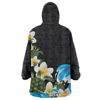 Hawaiian Plumeria and Turtle Wearable Blanket Hoodie with Polynesian Tribal Art Pattern Vintage Vibes LT03 - Polynesian Pride