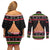 Personalized New Zealand Meri Kirihimete Couples Matching Off Shoulder Short Dress and Long Sleeve Button Shirt Maori Warrior with Rugby Christmas Tree LT03 - Polynesian Pride