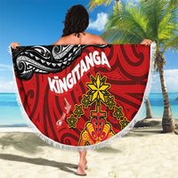 Maori King Movement Beach Blanket Ko Te Mana Motuhake Emblem with Moko and Polynesian Art Tattoo LT03 - Polynesian Pride
