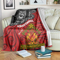 Maori King Movement Blanket Ko Te Mana Motuhake Emblem with Moko and Polynesian Art Tattoo LT03 Red - Polynesian Pride
