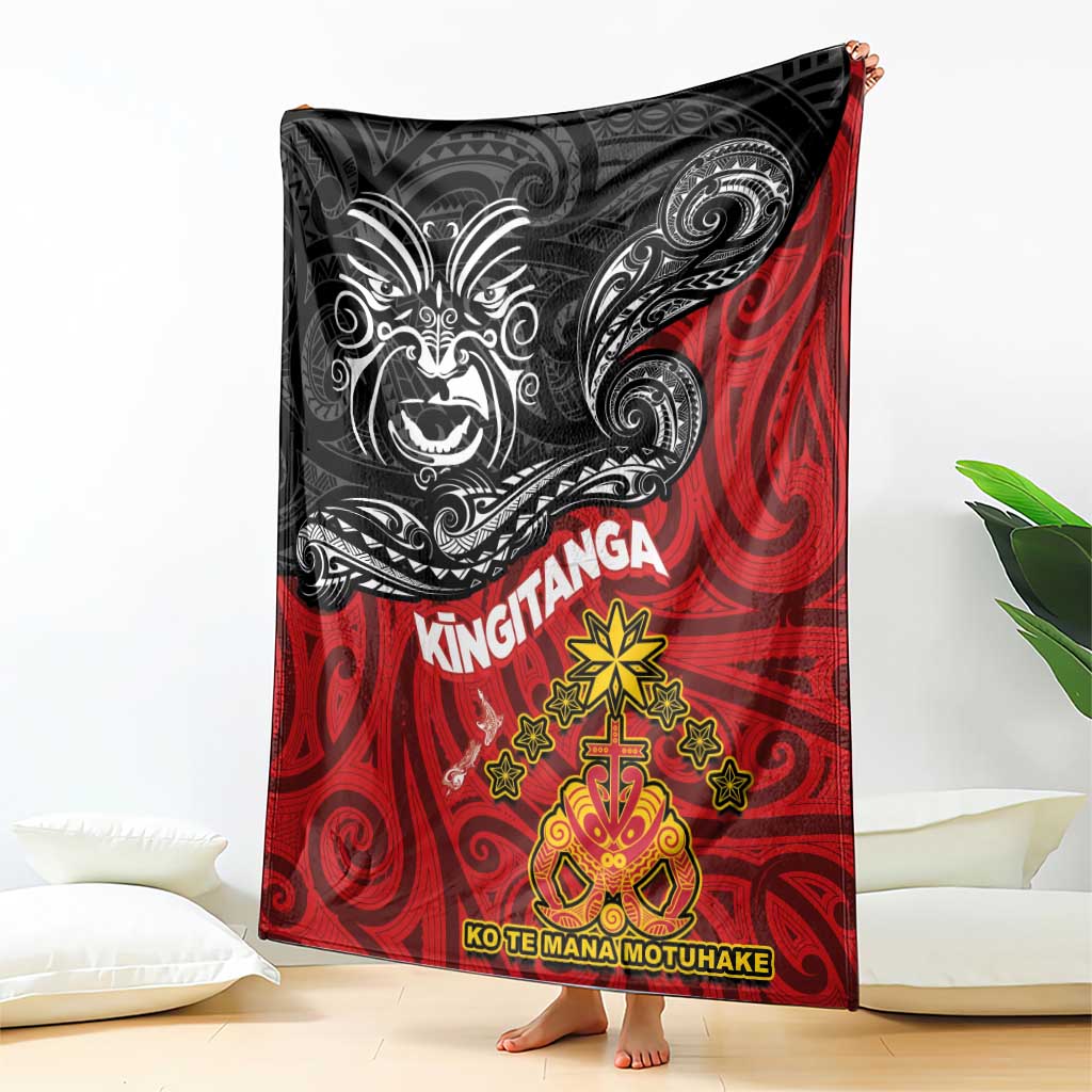 Maori King Movement Blanket Ko Te Mana Motuhake Emblem with Moko and Polynesian Art Tattoo LT03 - Polynesian Pride