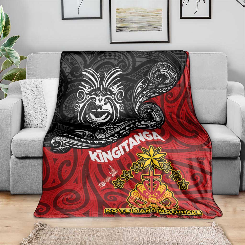 Maori King Movement Blanket Ko Te Mana Motuhake Emblem with Moko and Polynesian Art Tattoo LT03 - Polynesian Pride